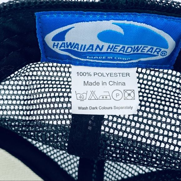 Hawaiian Headwear HANG LOOSE Hawaii Island Trucker Hat Black Yellow Mesh Snap - Picture 9 of 9